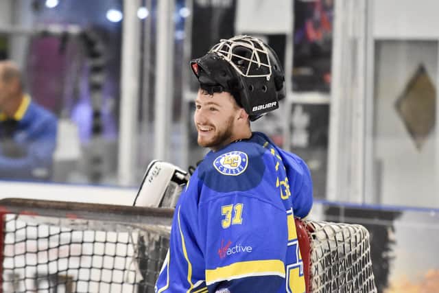 HAPPY DAYS: Leeds Chiefs' fans will be delighted to have goatender Sam Gospel back for a second season. 
Picture courtesy of Steve Brodie