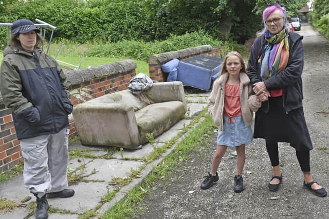 Victoria Jaquiss pictured (left)  with her granddaughter Maya Rathbone with  Alison McNeill on St John's Grove in Hyde Park.

Photo: Steve Riding
 .