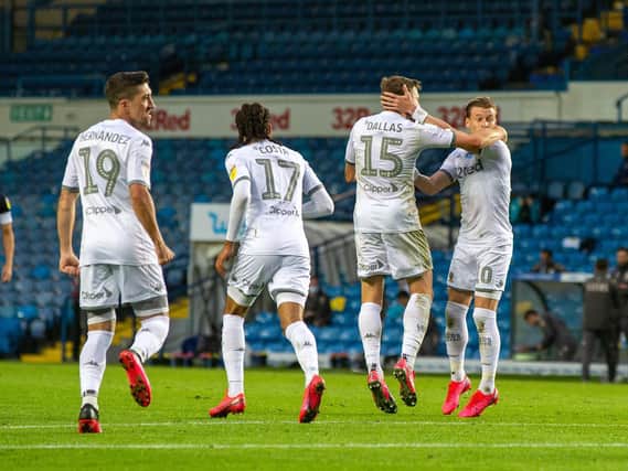 LEVELLER - Leeds United celebrate their equaliser at home to Luton Town in a frustrating 1-1 draw. Pic: Bruce Rollinson