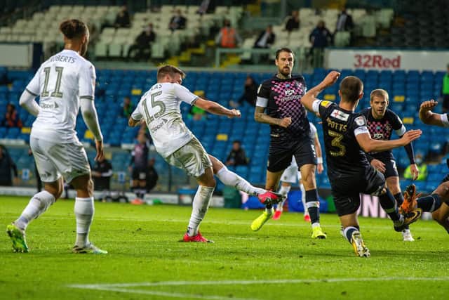 FINISH - Stuart Dallas slots home to make it 1-1 for Leeds United against Luton Town. Pic: Bruce Rollinson