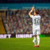 BRAVO: Gjanni Alioski again applauds the Leeds United crowdies inside Elland Road after his impressive display in Tuesday night's 1-1 draw at home to Luton Town. Picture by Bruce Rollinson.