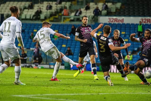 ANOTHER POINT: Stuart Dallas takes Leeds United one point closer to their end goal in Tuesday night's 1-1 draw at home to Luton Town in which the Whites really should have taken all three. Picture by Bruce Rollinson.