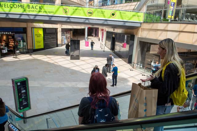 Shoppers are back in Leeds - but not at levels expected for the time of year.
