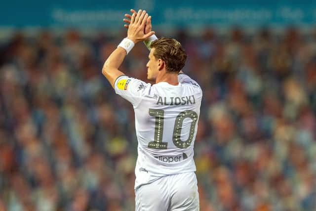 Gjanni Alioski applauds the crowdies after the 1-1 draw with Luton Town.  Picture: Bruce Rollinson.