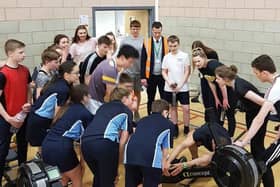 Students at Boston Spa Academy taking part in a rowing challenge to raise funds for Inspire Malawi.