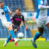 IMPRESSIVE: Leeds United left back Barry Douglas challenges Blackburn's Sam Gallagher in Saturday's 3-1 victory at Ewood Park. Picture by Bruce Rollinson.