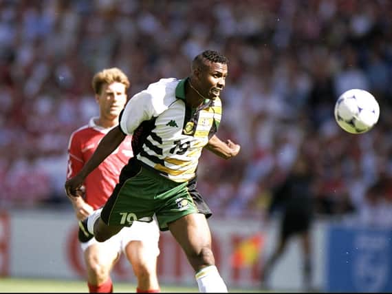 Lucas Radebe in action for South Africa. (Getty)