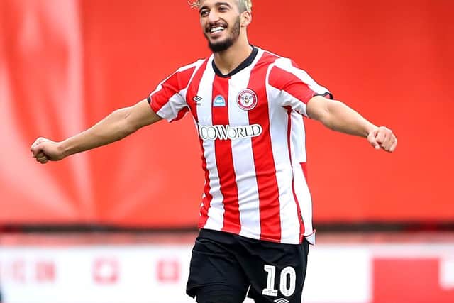 Brentford forward Said Benrahma celebrates against Wigan. (Getty)