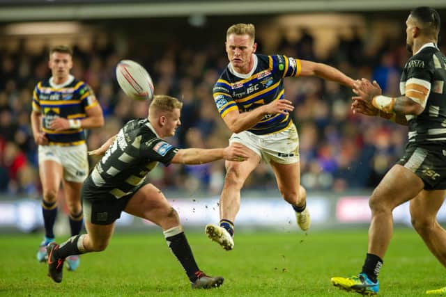 Brad Dwyer kicks against Hull in Super League round one. Picture by Tony Johnson.