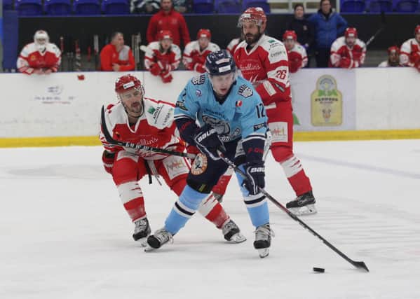 NEW START: Kieran Brown, seen in action for Sheffield Steeldogs last season, will play for Leeds Chiefs in 2020-21. Picture courtesy of Cerys Molloy.