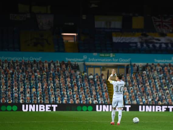 THERE IN SPIRIT - Gjanni Alioski applauding the Leeds United crowdies at Elland Road. Pic: Getty
