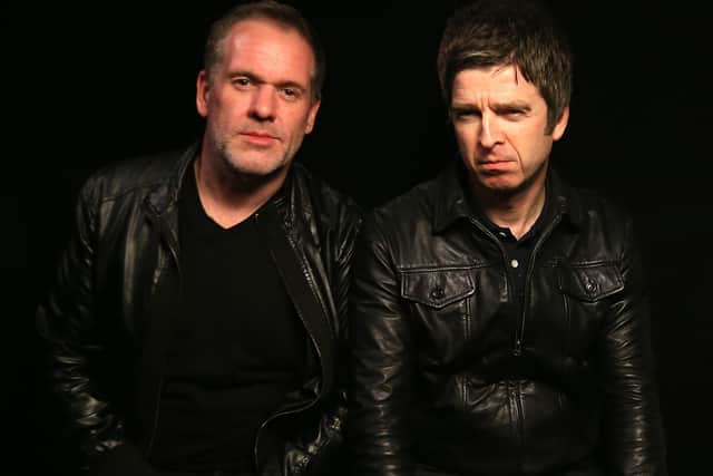 Chris Moyles with Noel Gallagher for Radio X. Photo: Martin Rickett/PA.