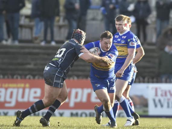 Loui McConnell in pre-season action for Rhinos at Rovers last year. Picture by Steve Riding.