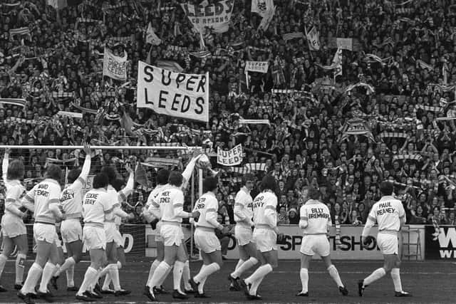 THE BEST: Leeds United celebrate winning the 1974 First Division title as part of Billy Bremner's testimonial game at Elland Road. Picture by YPN.
