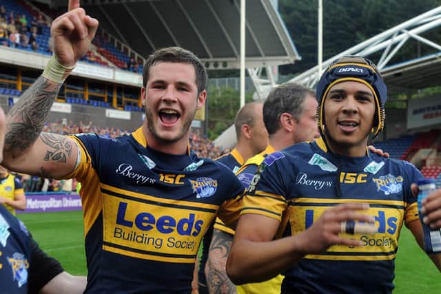 Zak Hardaker and Ben Jones Bishop who both scored two tries each in the 2012 Carnegie Challenge Cup semi-final against Wigan. Picture: Steve Riding.