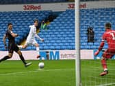 IMPRESSIVE: Striker Patrick Bamford fires home Leeds United's fifth goal in Thursday's 5-0 romp at home to Stoke City. Picture by Jonathan Gawthorpe.