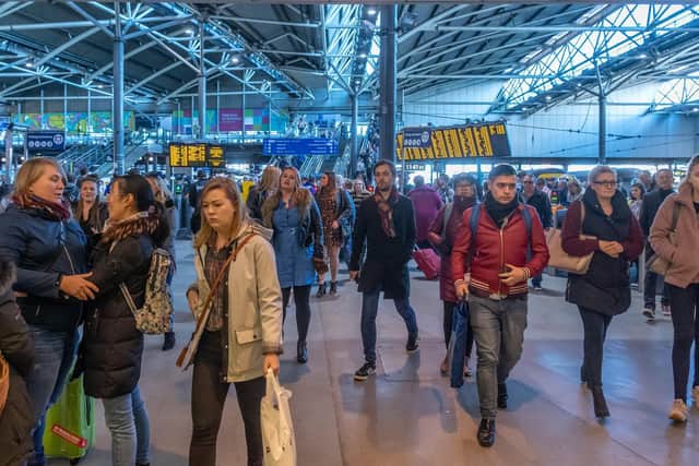 General view of Leeds Train Station, start of the new winter timetables. Pictured Comunters arriving at Leeds Train Station. Pic: James Hardisty