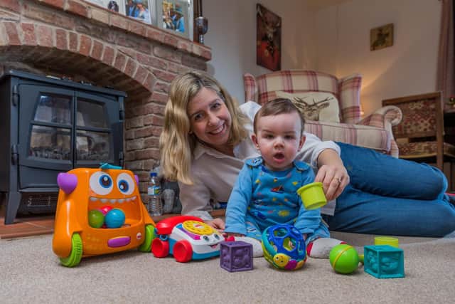 Andrea worries about the impact of online abuse on her son, pictured here at nine months, as he grows up
