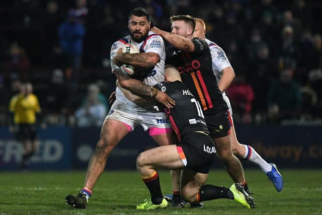 Big Dave Fifita helped Wakefield to a Cup victory over Bradford Bulls in their final game before the Covid-19 layoff. Picture by Jonathan Gawthorpe.