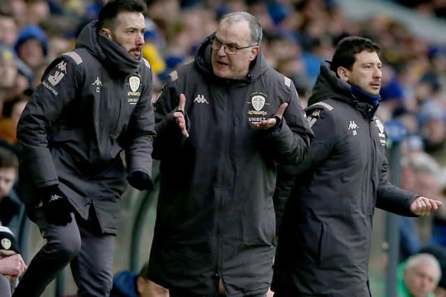 WORK TO DO - Marcelo Bielsa and his Leeds United staff will continue to prepare for the remaining two games as normal, with a Championship title in their sights. Pic: Getty
