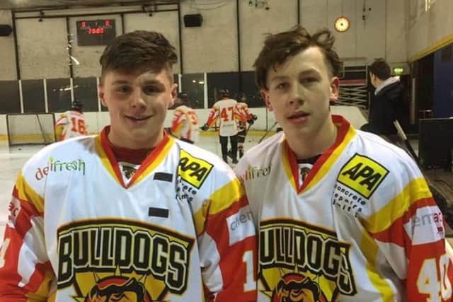 HELLO AGAIN: Lewis Baldwin, left, and Kieran Brown, pictured during their time playing as juniors at Bradford Bulldogs. Picture courtesy of Glenn Baldwin.