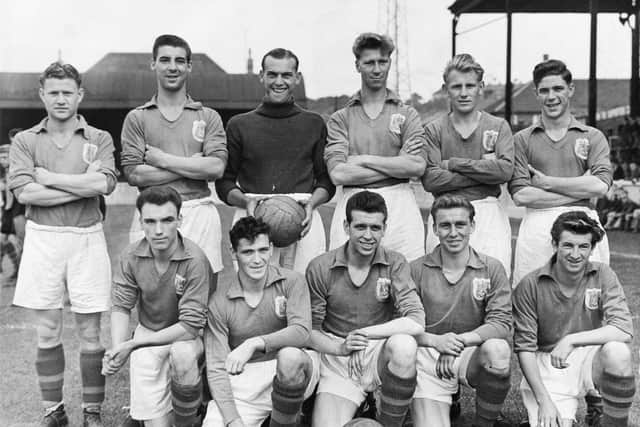 BREAKTHROUGH SEASON: A 20-year-old Jack Charlton, third from right, with the Leeds United side that went on to seal promotion, pictured in August 1955. Picture by YPN.