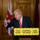 Prime Minister Boris Johnson during a media briefing at Downing Street