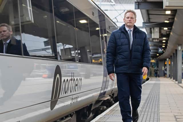 Transport Secretary Grant Shapps during a visit to Leeds Train Station. Photo: PA