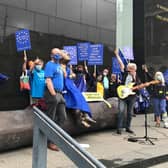 Leeds for Europe members were joined by musician Peter Cook and members of other Yorkshire pro-EU groups.