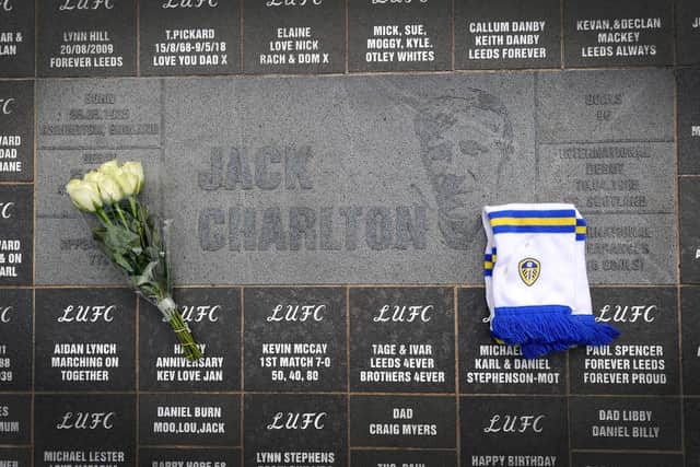 Tributes left outside Elland Road in memory of Jack Charlton.