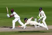 England's Ollie Pope takes the winning catch to dismiss West Indies' Kemar Roach Picture: Michael Steele/NMC Pool/PA