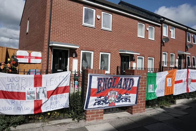 People lined the streets with flags for Jack Charlton
