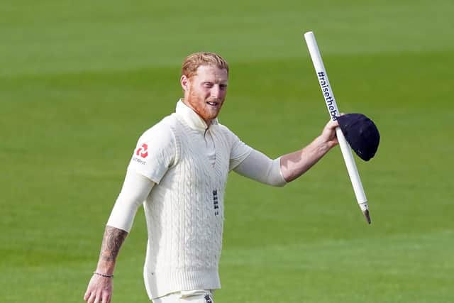 SUPERMAN: England's Ben Stokes walks off with a stump after the hosts' win on day five at Emirates Old Trafford. Picture: Jon Super/NMC Pool/PA