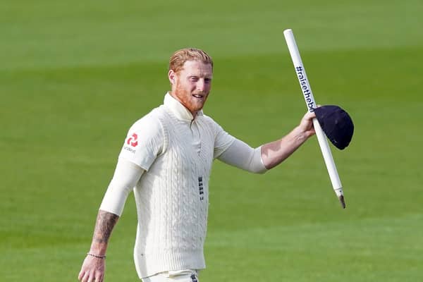 SUPERMAN: England's Ben Stokes walks off with a stump after the hosts' win on day five at Emirates Old Trafford. Picture: Jon Super/NMC Pool/PA