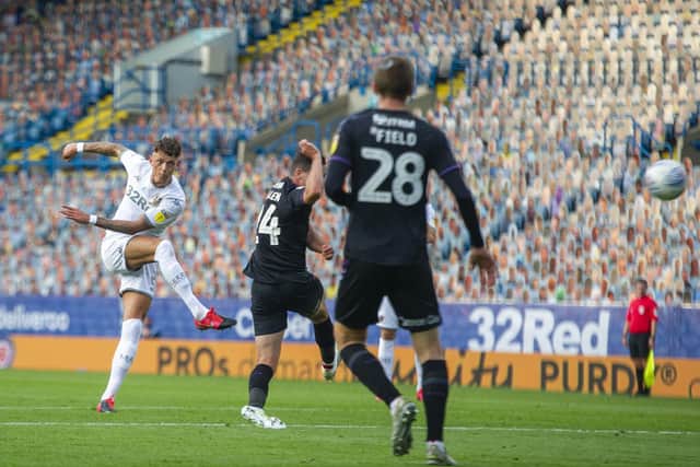 PERFECT - Ben White scoring his first goal of the season with a sublime volley. Pic: Tony Johnson