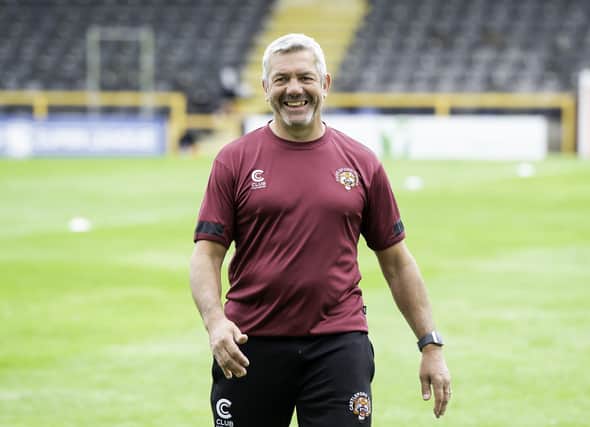 Picture by Allan McKenzie/SWpix.com - 20/07/2020 - Rugby League - Super League - Castleford Tigers Training, The Mend-a-Hose Jungle, Castleford, England - Castleford Tiger's coach Daryl Powell leads training at the club's home ground after the Coronavirus Covid-19 pandemic.
