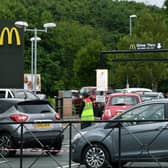 Costa Coffee, McDonald's, Greggs and Asda have issued guidance regarding their policies on mandatory face masks. Pictured: McDonald's drive-thru in Colton.