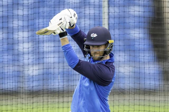 Picture by Allan McKenzie/SWpix.com - 13/07/2020 - Sport - Cricket - Yorkshire County Cricket Club Training - Emerald Headingley Cricket Ground, Leeds, England - Yorkshire's Dawid Malan bats during training after the long lay off due to the Coronovirus Covid 19 pandemic.