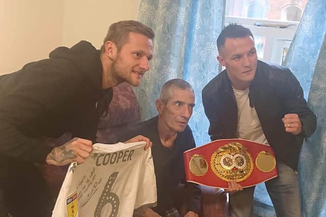 SPECIAL MOMENT - Liam Cooper surprised life-long Leeds United fan Martin Stead when he was moved into a hospice, joining Josh Warrington on a special visit