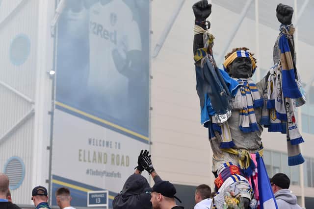 BACK IN THE BIG TIME: The Billy Bremner statue at Leeds United's famous Elland Road home. Photo by PAUL ELLIS/AFP via Getty Images.
