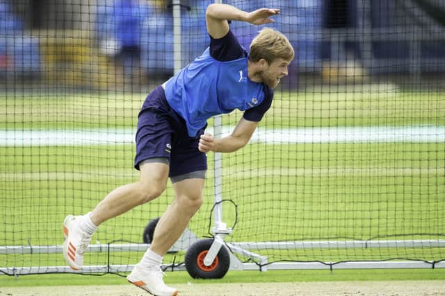 Yorkshire's David Willey bowling in training at Headingley earlier this month. Picture by Allan McKenzie/SWpix.com