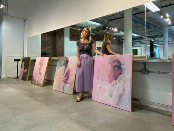 Nina Hunter, with her work on display at Tint, in Leeds.