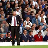 PAST BATTLES: Sir Alex Ferguson on the Elland Road sidelines as Manchester United take on Leeds United in the Premier League clash of September 2002. Photo by John Peters/Manchester United via Getty Images.