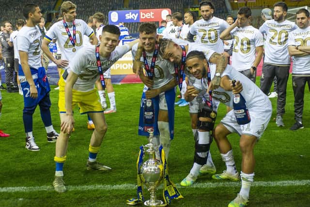 FOND MEMORIES - Ben White, pictured with Illan Meslier, Kalvin Phillips and Tyler Roberts, has penned a heartfelt thanks to Leeds United and the club's supporters. Pic: Tony Johnson