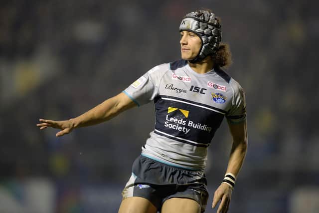 WARRINGTON, ENGLAND - MARCH 13:  Ashton Golding of Leeds Rhinos in action during the First Utility Super League match between Warrington Wolves and Leeds Rhinos at The Halliwell Jones Stadium on March 13, 2015 in Warrington, England.  (Photo by Gareth Copley/Getty Images)