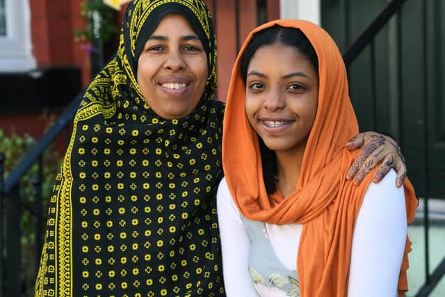 Ajmal Said, 15, with her mother Sada Abballa, 47, who were helped by Freedom4Girls since the Covid-19 pandemic broke out. Picture: Jonathan Gawthorpe