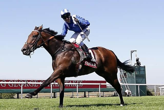 Battaash and jockey Jim Crowley celebrate winning the King George Qatar Stakes (Group 2) at Goodwood two years ago. Picture: Adam Davy/PA Wire.