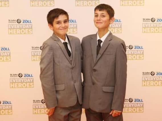 Brothers Connor Osborne, left and Jack Smith, at the St John Ambulance Everyday Heroes award ceremony in London in October 2019.