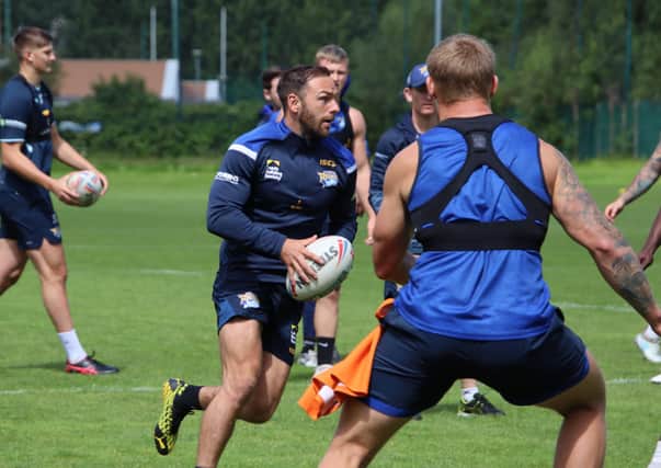 Luke Gale is put through his paces in training. Picture: PhilDaly/Leeds Rhinos.