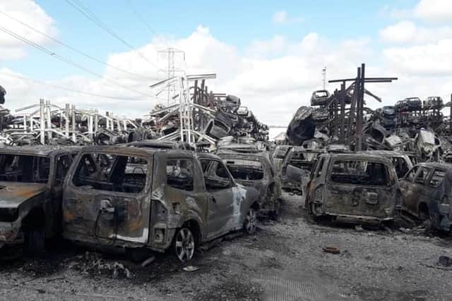Damage to the car lot in Doncaster